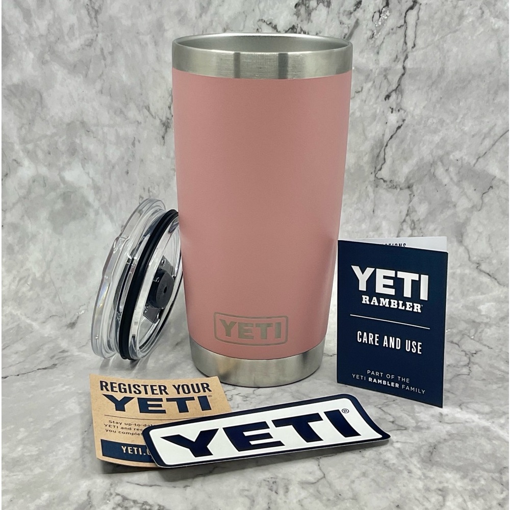 YETI RAMBLER TUMBLER 20oz WITH MAGSLIDER LID STAINLESS STEEL SANDSTONE PINK